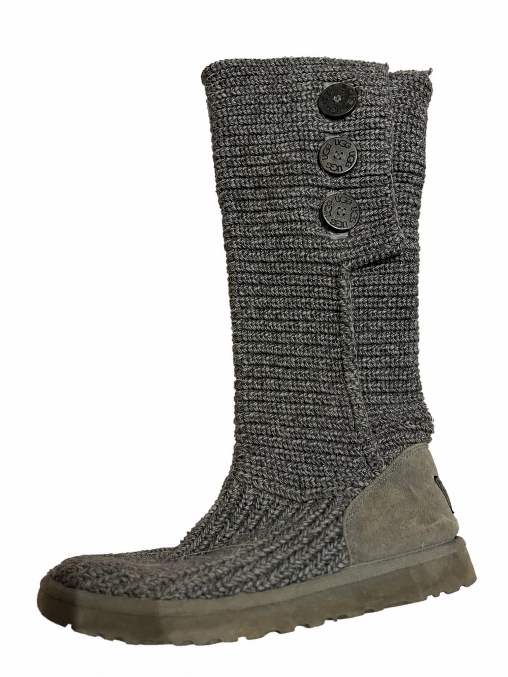 UGG Australia Classic Cardy Knit Boots Charcoal Grey | Size 6